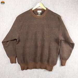 Dean Olson Pullover Sweater Brown Long Sleeve Knit Wool Men's Size 2XL